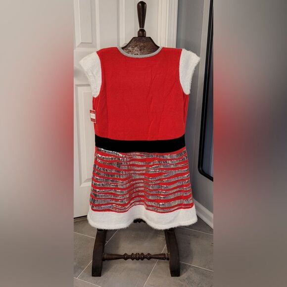 Holiday Time Women Santa Claus Sweater Dress Size XL(16-18) Sequin Skirt Red NWT - Picture 3 of 7